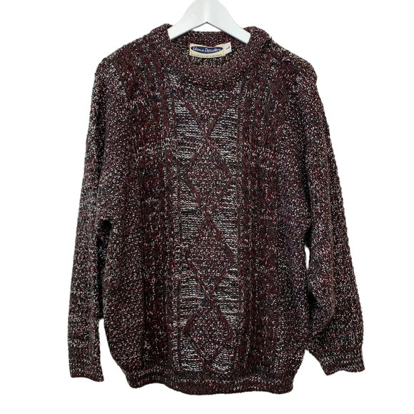 Vintage 90s Uomo Desideri Chunky Knit Grandpa Sweater Crewneck Pullover Large - Picture 1 of 4